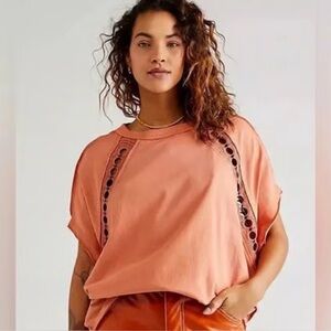 Free People rough around the edges top grommet holes size small orange